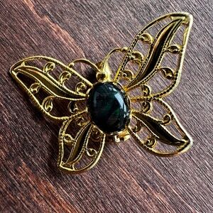 Opal Gold Butterfly Brooch